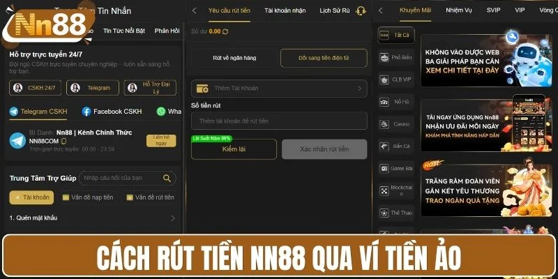 Cách rút tiền NN88 qua ví tiền ảo